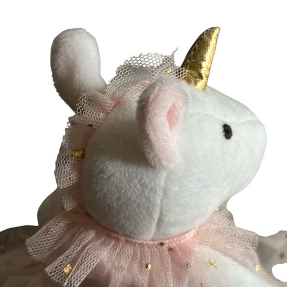 CANTIA Plush Unicorn Doll Pink Tulle Dress Gold Stars Gold Horn 13" - Picture 6 of 9